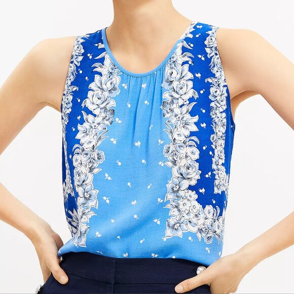 Blue Floral Trellis Tank - Picture 1 of 10
